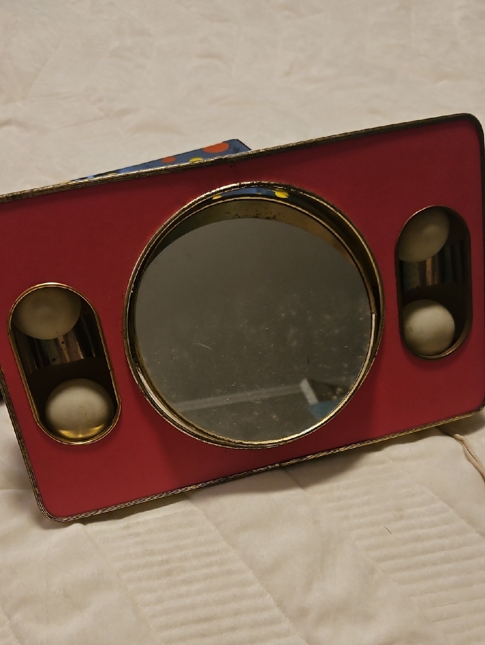 Retro Pink Vanity Mirror with Round Lights